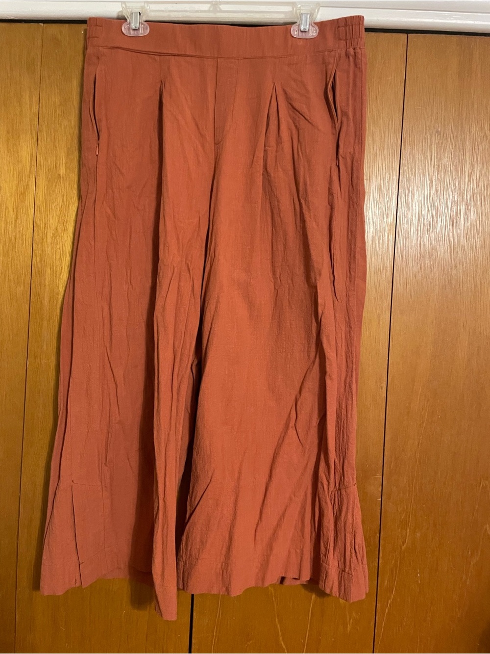 Wide-Leg Cotton Palazzo Pants in Rust